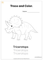 Dinosaurs - Triceratops trace and color