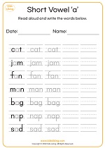 short vowels worksheets- a